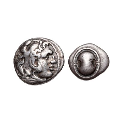 2 monnaies : Macédoine Alexandre le Grand...