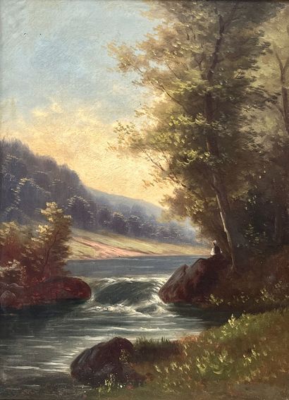 null C. LION? Ecole suisse du XIXème siècle

Paysages animés à la rivière et au lac...