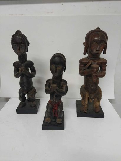 null AFRIQUE (Style Fang, Gabon)

Suite de trois fétiches en bois sculpté portant...