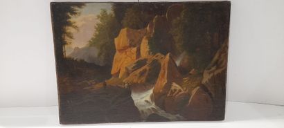 null Ecole française vers 1800,

Peintre assis au bord d'une cascade

Toile marouflée...