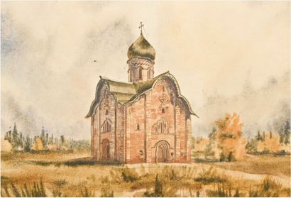 null Ensemble de deux aquarelles:

*École russe du XIXe siècle

La chapelle orthodoxe...