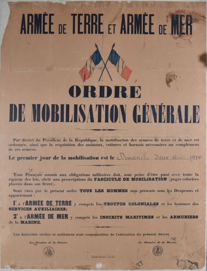 FRANCE 
Affiche de la mobilisation de 1914...