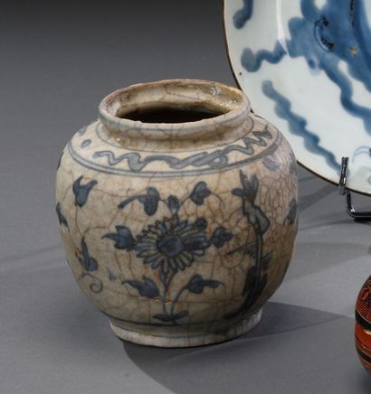 null VIETNAM - Vers 1800

Petit vase en grès porcelaineux craquelé, la glaçure mate...