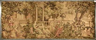 null Le Jardin d'Armide, importante tapisserie mécanique, XXe siècle, épais tissage...