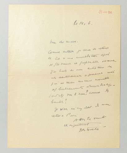 null CELINE, Louis-Ferdinand (1894-1961). Lettre autographe signée « Destouches »,...