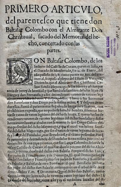 null [Christophe COLOMB]. Archive d'environ 150 documents, XVe-XIXe, en italien,...