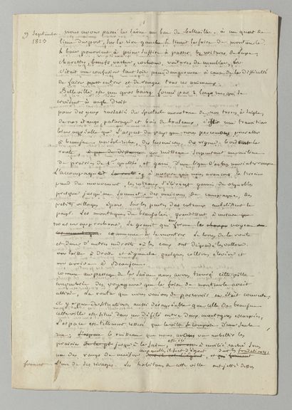 null BEAUJOLAIS-CHAROLAIS. Manuscrit anonyme, daté du 9 septembre 1823. Cahier cousu...