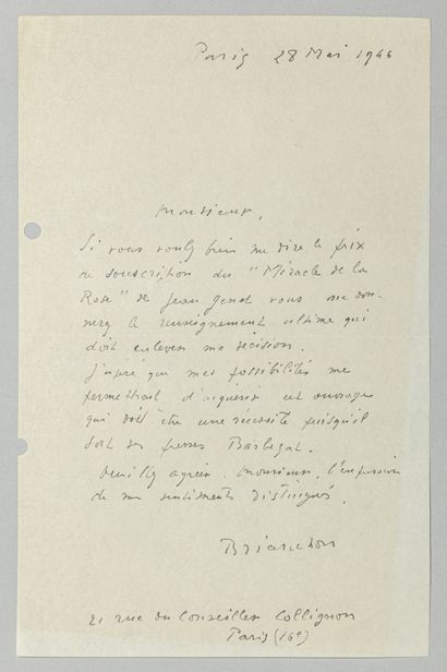 null BRIANCHON, Maurice (1899-1979), peintre. Ensemble de 9 lettres autographes signées,...
