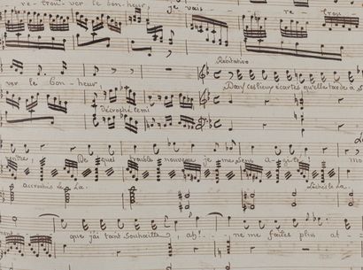 null MUSIQUE. Manuscrit musical de la seconde moitié du XVIIIe siècle. In-4 oblong,...