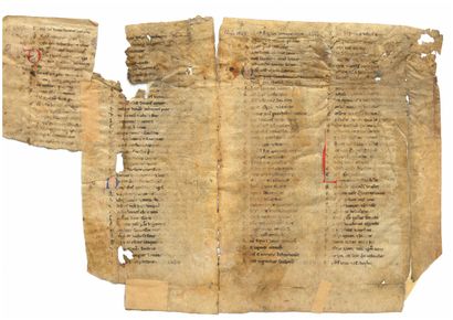 null CHRESTIEN DE TROYES (vers 1130-vers 1190). [Le Manuscrit d'Annonay]. 16 fragments...