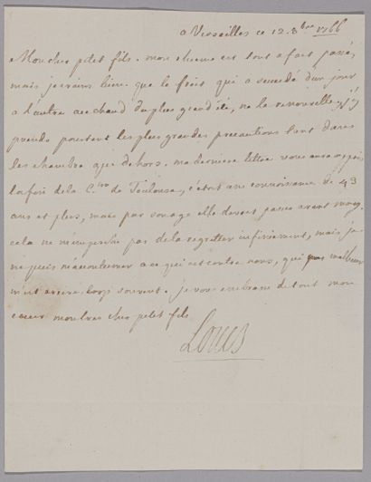 null LOUIS XV (1710-1774). Lettre autographe signée à son petit-fils, Ferdinand 1er...