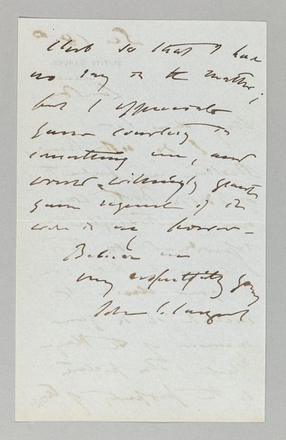 null SARGENT, John Singer (1856-1925). Lettre autographe signée. Londres, s.d. 2...