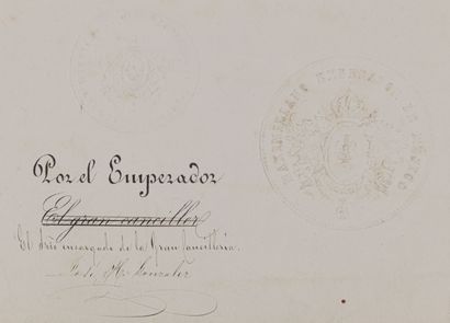 null MAXIMILIEN 1er (1832-1867), empereur du Mexique. Pièce signée. 1 p. in-folio...