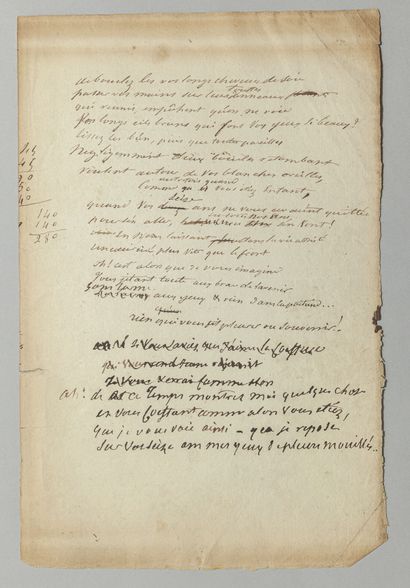 null BARBEY D'AUREVILLY, Jules (1808-1889). Poème autographe. S.l.n.d. 1 p. in-folio....