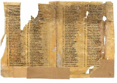  CHRESTIEN DE TROYES (vers 1130-vers 1190). [Le Manuscrit d'Annonay]. 16 fragments...