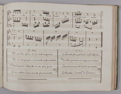 null MUSIQUE. Manuscrit musical de la seconde moitié du XVIIIe siècle. In-4 oblong,...