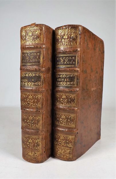 null [COMBES]. L'ECOLE DU JARDIN POTAGER. Paris, Boudet, Le Prieur, 1749. 2 vol....