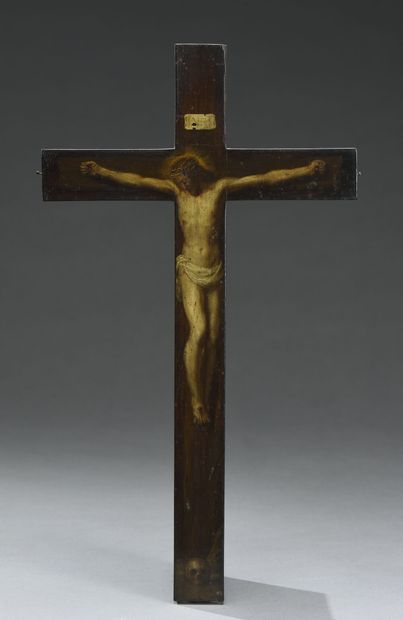 null École de SÉVILLE vers 1640

Christ en croix

Croix de palissandre, contrecollée...