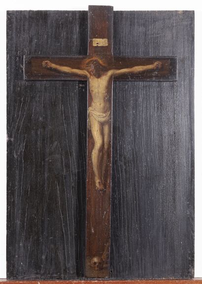 null École de SÉVILLE vers 1640

Christ en croix

Croix de palissandre, contrecollée...