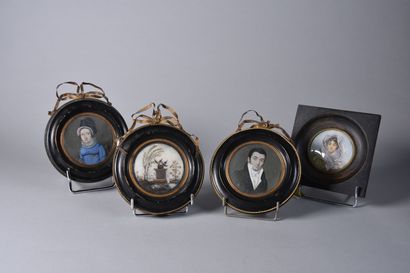 null Ensemble de miniatures, un couple en face à face (gerce sur le portrait de la...