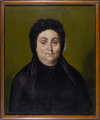 null École FRANCAISE du milieu du XIXe siècle

Portrait d'une femme en noir

Huile...