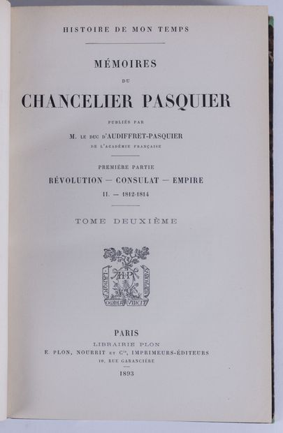 null PASQUIER (Duc Étienne-Denis, dit le Chancelier). Mémoires

Publiées par M. le...