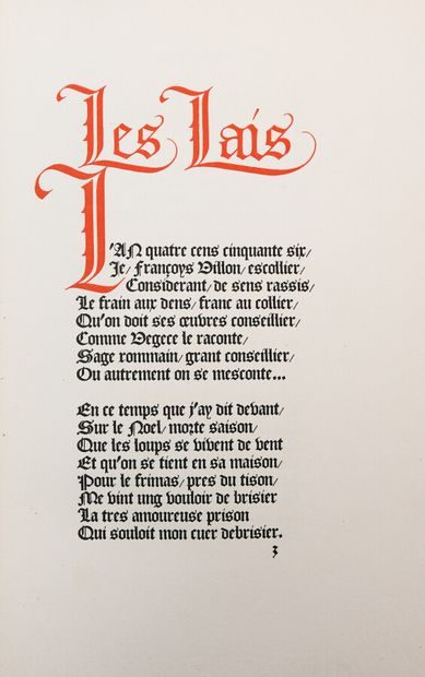 null VILLON (François). Les OEuvres. Les Lais. Le Testament. Poésies diverses. Le...