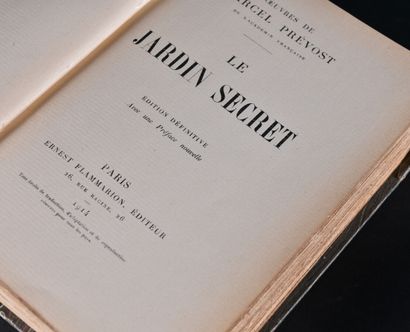 null PREVOST (Marcel). Le jardin secret.

Paris, Flammarion, 1914.

1 vol in-8, numéroté....