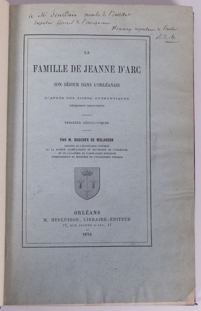 null BOUCHER DE MOLANDON (Rémi). La famille de Jeanne d'Arc, son séjour dans l'Orléanais....
