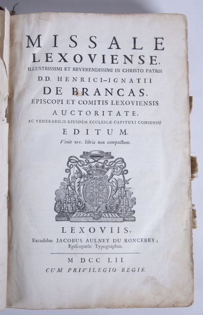 [MISSELS]. Missale lexoviense. 
Aulney du Roncerey, 1752. 
1 fort volume grand in-4....