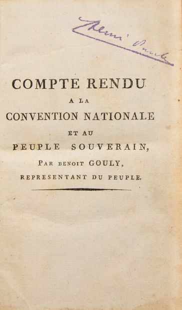  Ain - GOULY (Benoît). Compte rendu à la convention Nationale et au peuple souverain....