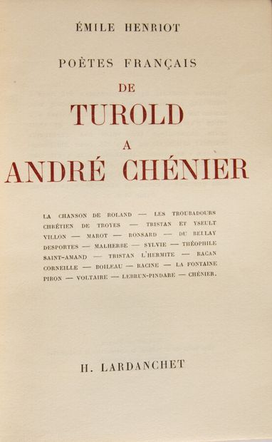 null HENRIOT (Emile). Emile Henriot poète français de Turold à André Chénier. S.l,...