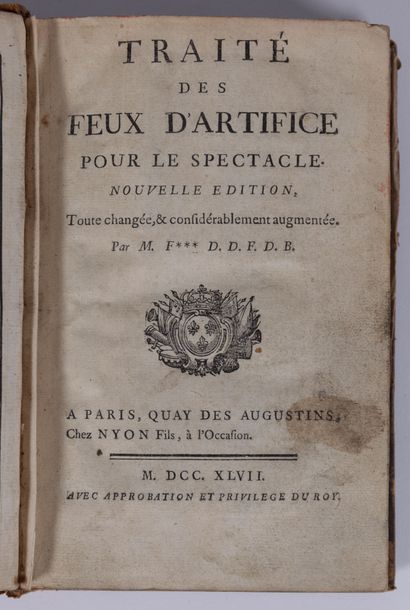  [FRÉZIER (A.-F.)]. TRAITE DES FEUX D'ARTIFICE POUR LE SPECTACLE. Paris, Nyon, 1747....