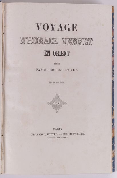 null FESQUET (Goupil). Voyage d'Horace Vernet en Orient.

Orné de seize dessins.

Paris,...