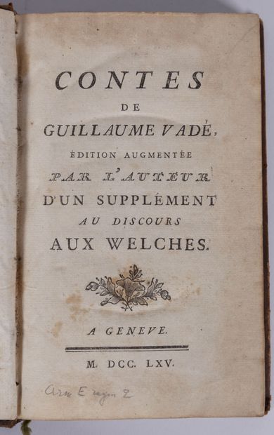 VOLTAIRE. Contes de Guillaume Vadé. 
Edition...
