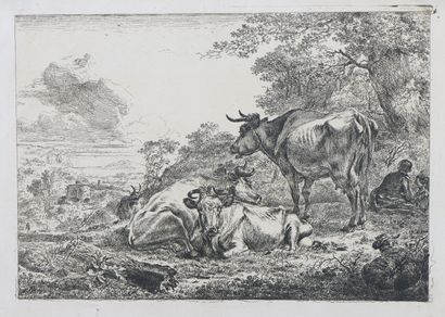 null École FLAMANDE

Ensemble de 6 gravures : 

Les mulets par Karel Dujardin, Dumesnil...