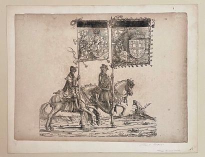 null Hans BURGKMAIR (1500-1559/62)

Trois porte-drapeaux à cheval

Planche de la...