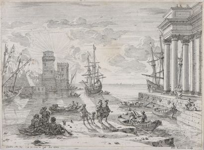  Dominique BARRIERE (1618 - 1678) 
- L'embarquement de Sainte Ursule 
- Port de fantaisie...