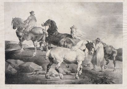 Théodore GÉRICAULT (1791-1824) 
Chevaux conduits à la foire 
Delteil 87 
Lithographie...