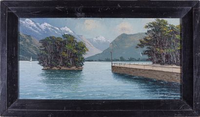 null Paul GOBERT (1891-1963), 

Lac d'Annecy

Huile sur carton, signée en bas à droite

H....
