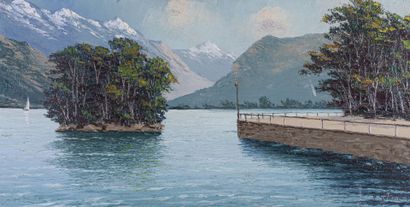 null Paul GOBERT (1891-1963), 

Lac d'Annecy

Huile sur carton, signée en bas à droite

H....