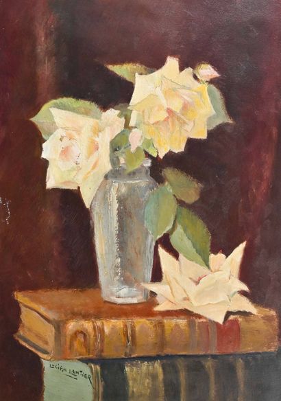 Lucien LANTIER (1879-1960) 
Vase de rose...