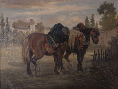 null Théodore FORT (1810-1896)

Chevaux sellés

Huile sur toile signée en bas à droite

H....