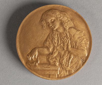 null Médaille commémorative en bronze de Jean-Baptiste Greuze (1725-1805) avec un...