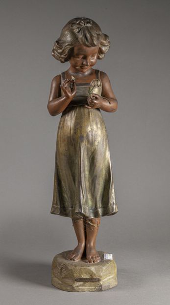  D'après Aristide RANIÉRI (1865-1929) 
Marguerite 
Sculpture en régule polychrome...