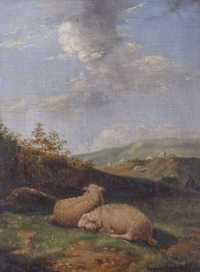 null Eugène VERBOECKHOVEN (1798-1881)

Moutons au repos

Huile sur toile signée en...