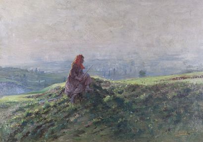 null Claudius BARRIOT (1846-1908)

Bergère au foulard rouge, assise dans un paysage....