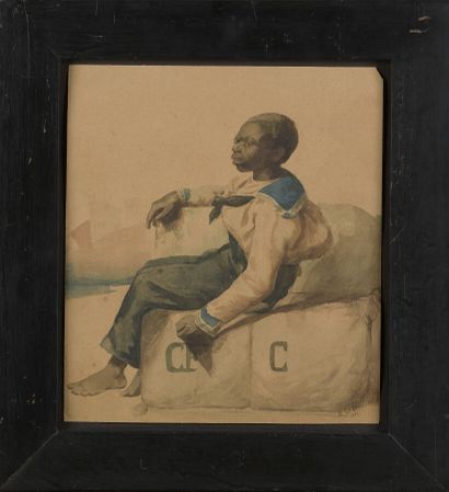 null École FRANÇAISE du XIXe siècle

"Le jeune matelot"

Aquarelle.

Signé "M. Le...