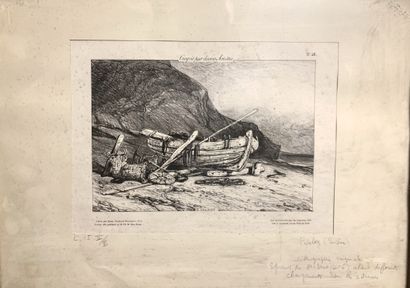 null D'après Eugène ISABEY (1804-1886)

"Barque sur la grève" - "Barque et études...