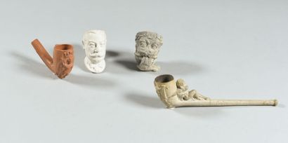 null Four clay pipes decorated with political subjects: 

- CRETAL and GALLARD, pipe...